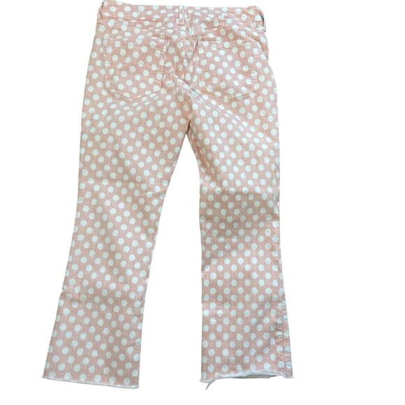 Pilcro (Anthropologie) High Rise Bootcut Pink & White Polka Dot Jeans, 28 Petite - Picture 5 of 10